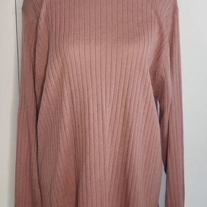 Nicole Summers Ribbed Long Sleeve Top in Pink